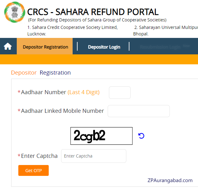 Sahara refund portal registration